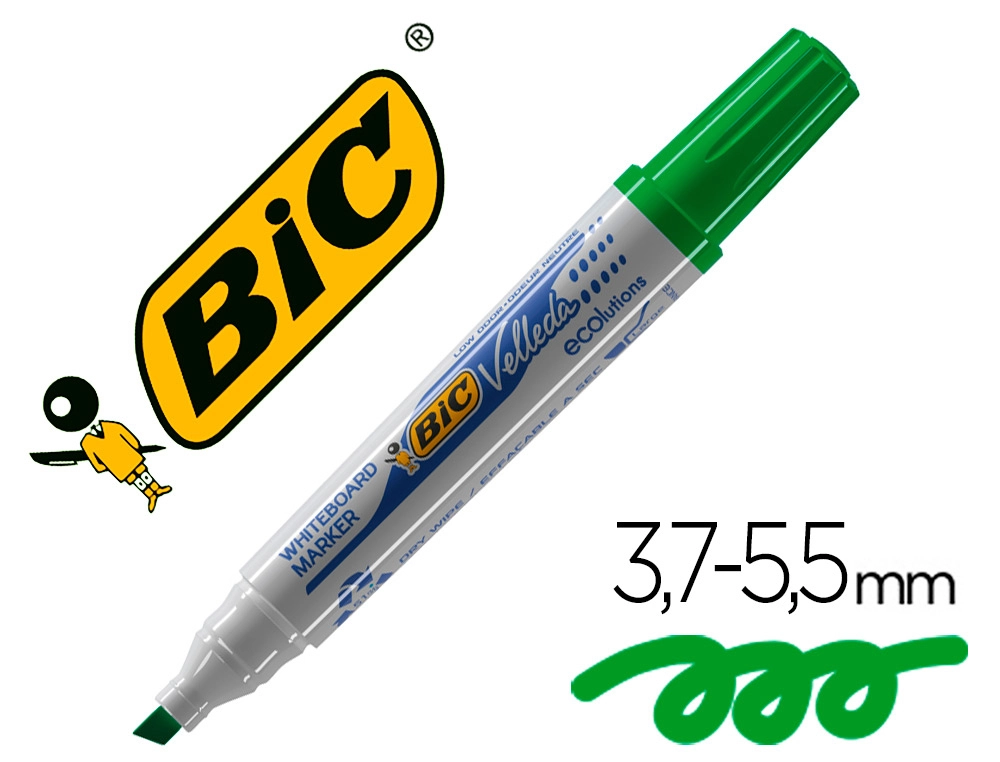 [7531] Rotulador bic velleda para pizarra verde punta biselada 5,9 mm