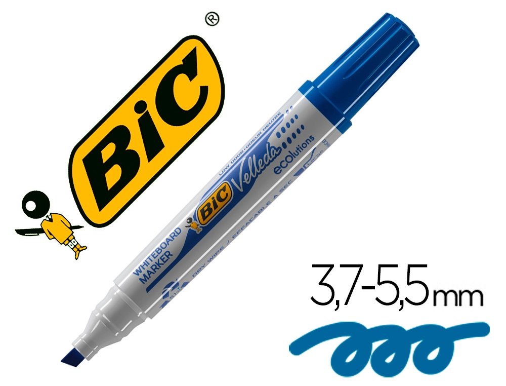 [7528] Rotulador bic velleda para pizarra azul punta biselada 5,9 mm
