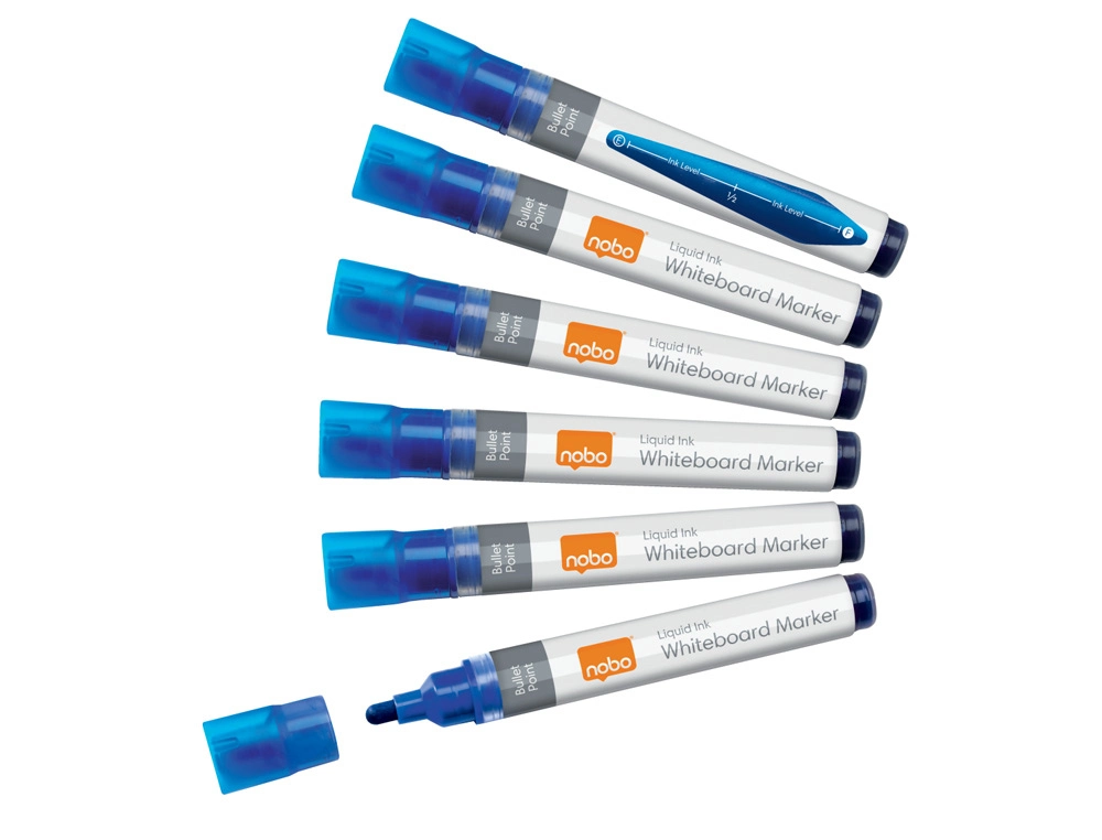 [241225] Rotulador nobo para pizarra blanca tinta liquida punta conica 3 mm azul caja de 10 unidades