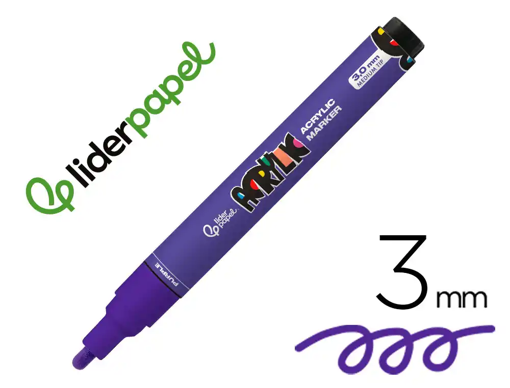 [172315] Rotulador liderpapel acrylic base agua todo tipo de superficie punta redonda 3 mm purpura