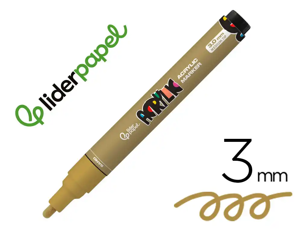 [171375] Rotulador liderpapel acrylic base agua todo tipo de superficie punta redonda 3 mm marron claro