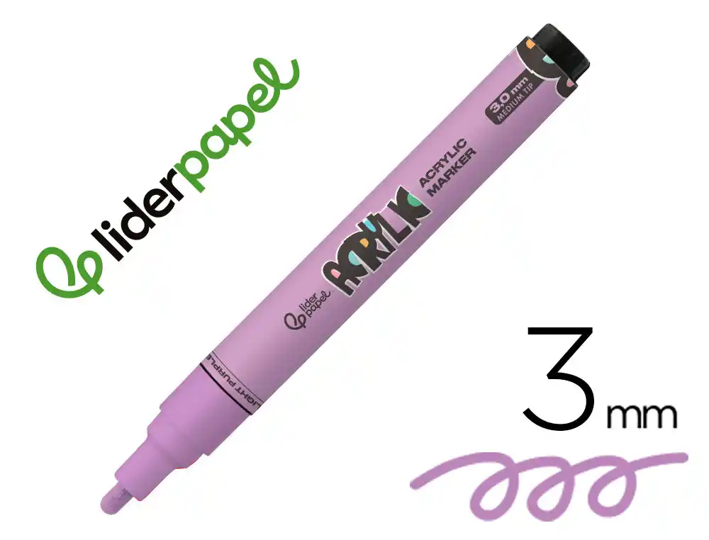 [171373] Rotulador liderpapel acrylic base agua todo tipo de superficie punta redonda 3 mm lila