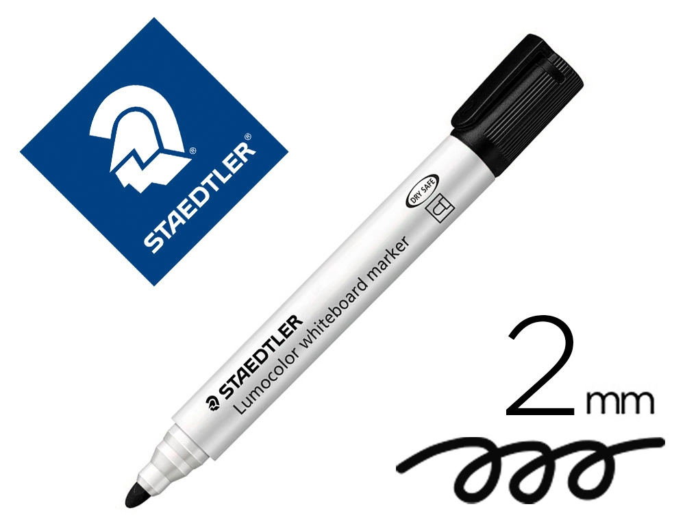 [163620] Rotulador staedtler lumocolor 351 para pizarra blanca punta redonda 2 mm recargable color negro