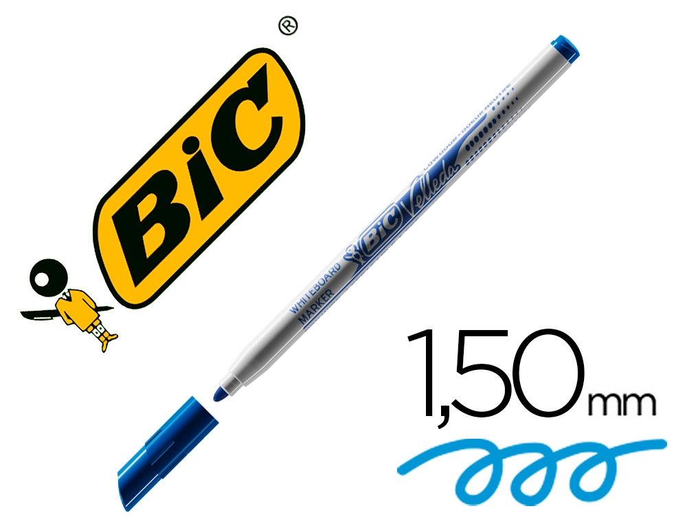 [152504] Rotulador bic velleda fino para pizarra azul punta redonda 1 mm