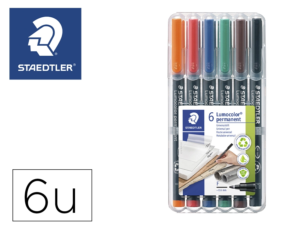 [78086] Rotulador staedtler lumocolor retroproyeccion punta de fibra permanente 318 wp estuche 6 colores punta fina