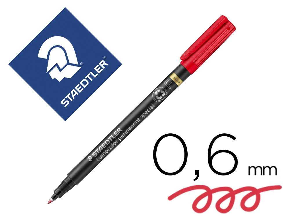 [68780] Rotulador lumocolor staedtler retroproyeccion punta de fibra permanente 319-2 rojo punta fina redonda 0.6 mm