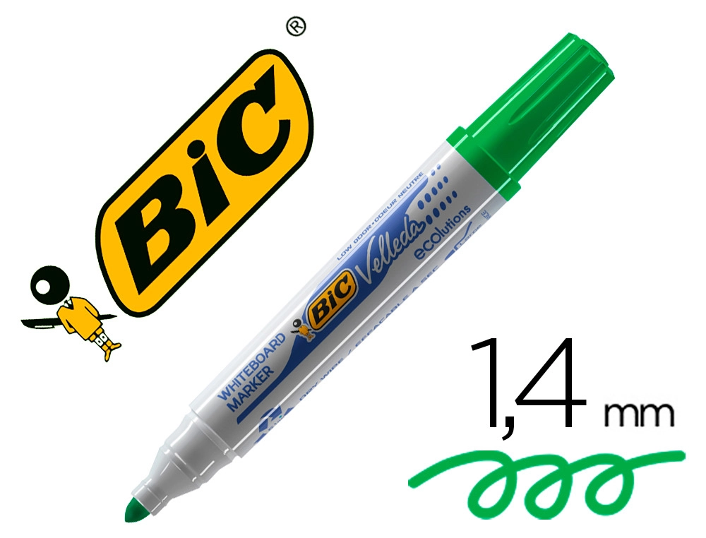 [58500] Rotulador bic velleda para pizarra verde punta redonda 1,3 mm