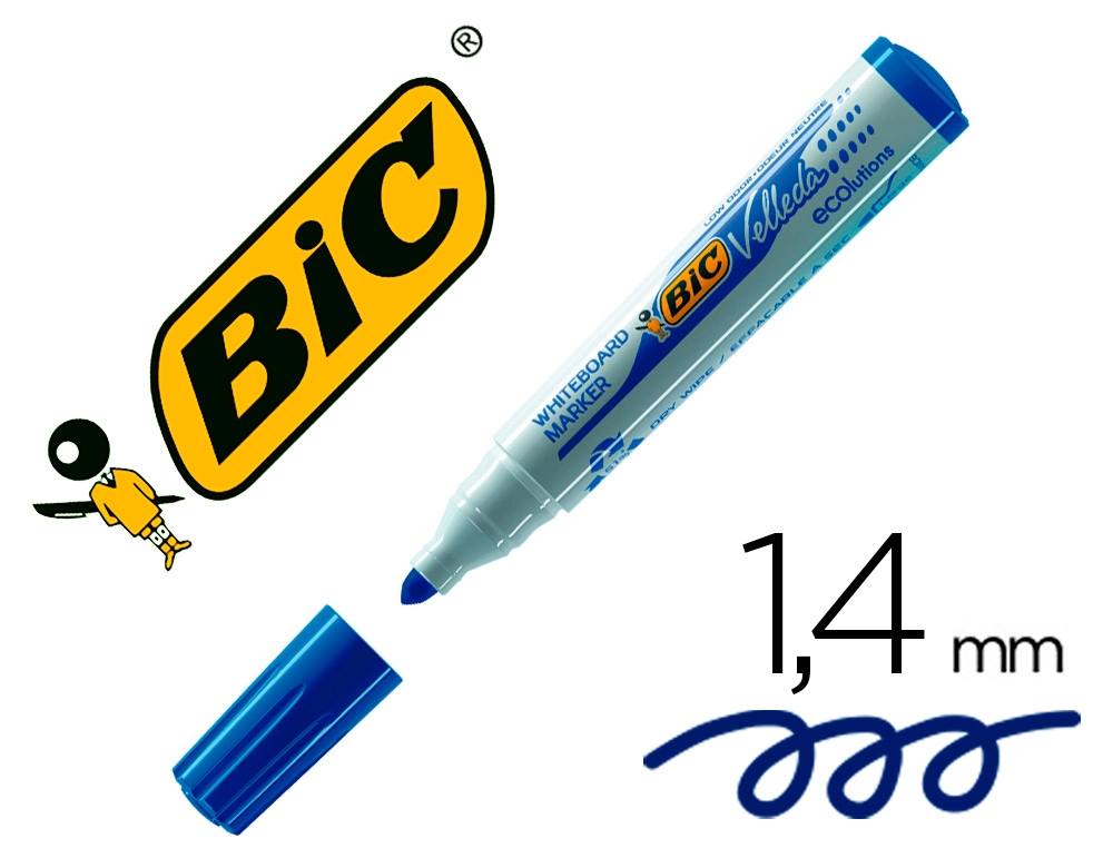 [58498] Rotulador bic velleda para pizarra azul punta redonda 1,3 mm
