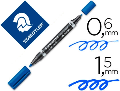 [43078] Rotulador staedtler lumocolor permanente duo 348 azul punta f 0,6 mm punta m 1,5 mm
