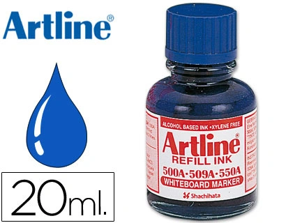 [42858] Tinta artline azul para rotulador pizarra blanca 500a bote 20 ml