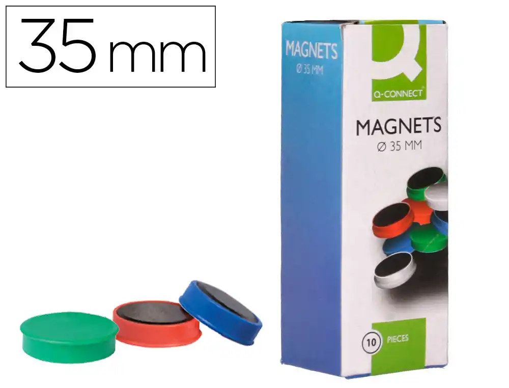 [36236] Iman para sujecion q-connect ideal para pizarras magneticas35 mm colores surtidos caja de 10 unidades