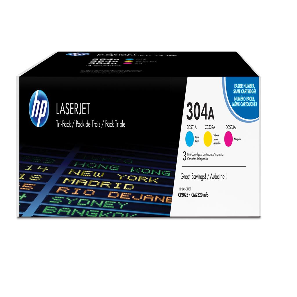 [17922] [CF372AM] HP TONER LASER TRICOLOR 304A PACK 3