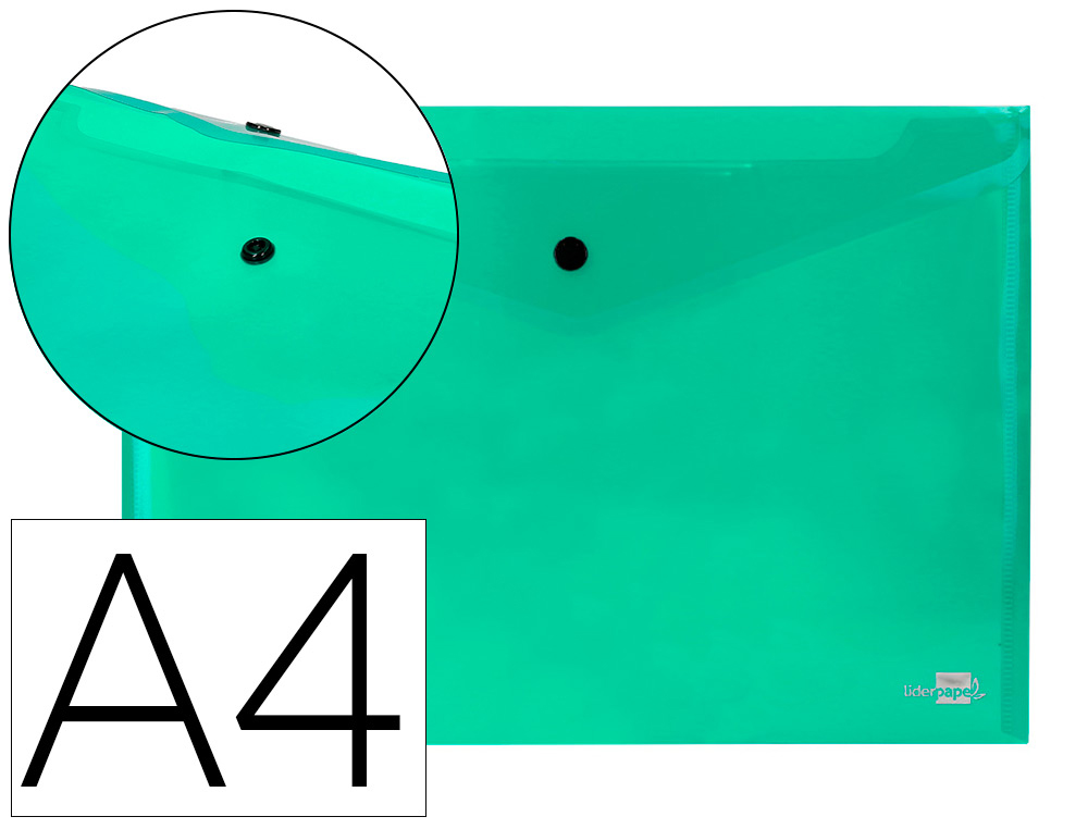 [19986] Carpeta liderpapel dossier broche 34043 polipropileno din a4 verde transparente 50 hojas