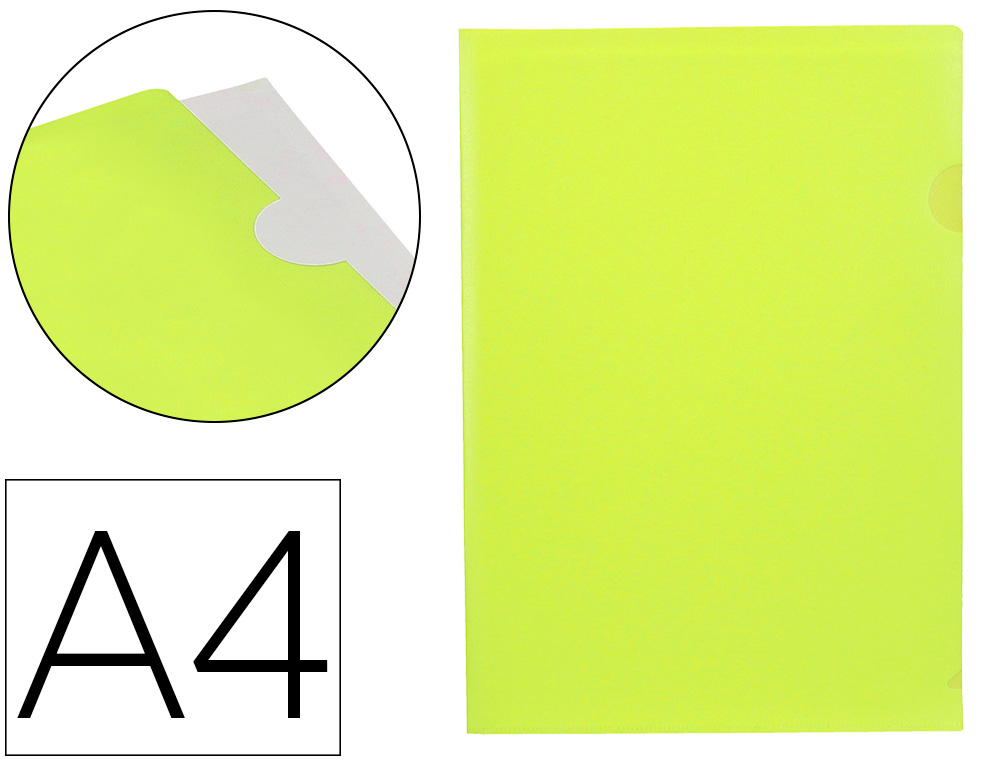 [11335] Carpeta liderpapel dossier uñero polipropileno din a4 amarillo fluor opaco 20 hojas