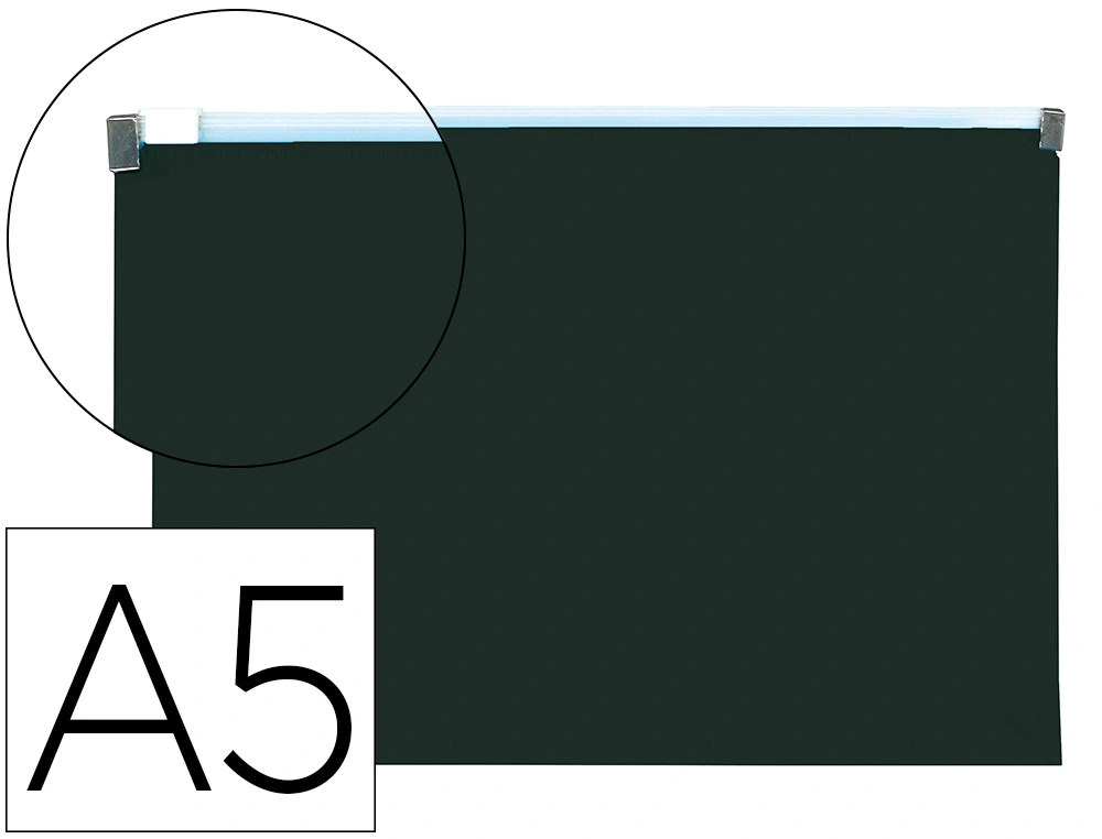 [11296] Carpeta dossier liderpapel a5 cierre de cremallera negro opaco