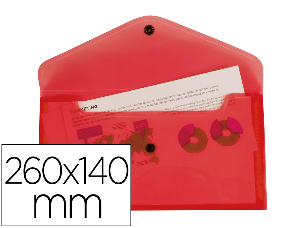 [11293] Carpeta liderpapel dossier broche polipropileno tamaño sobre americano 260x140 mm rojo translucido