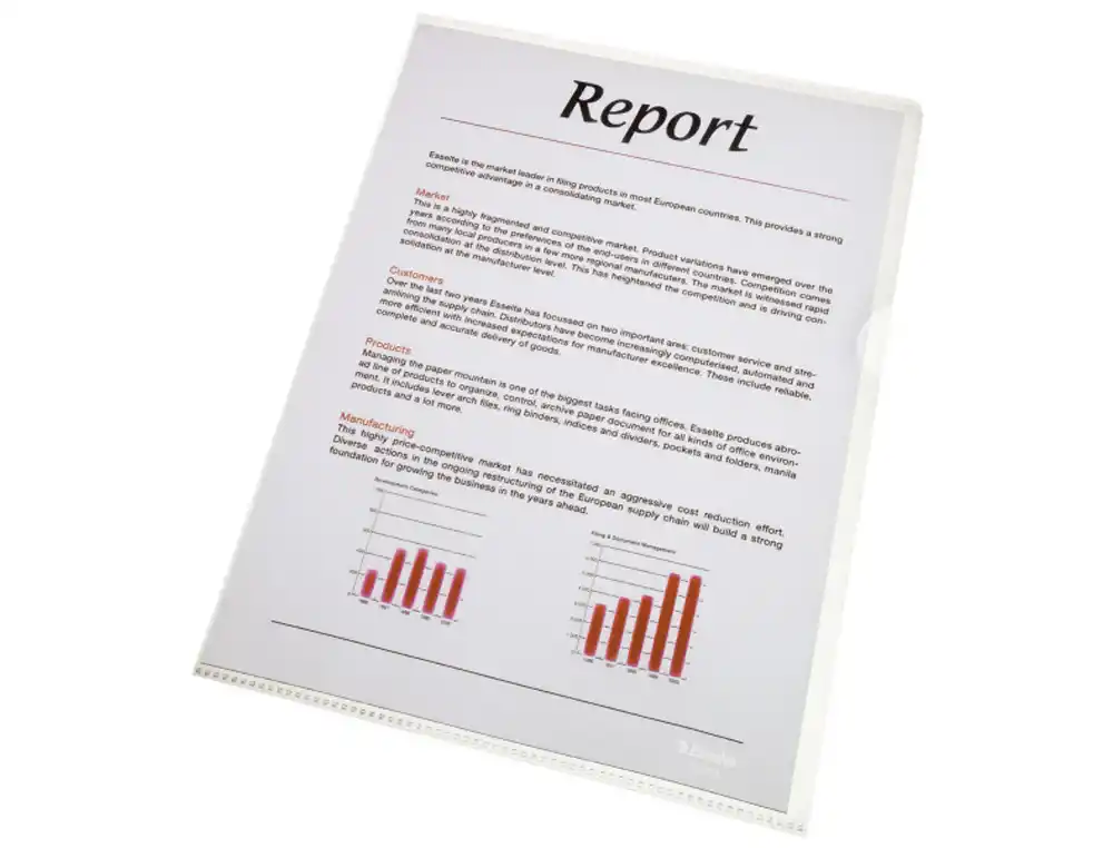 [242823] Carpeta dossier uñero esselte din a4 polipropileno 80 mc cristal transparente caja de 100 unidades