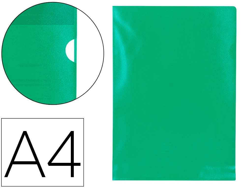 [63393] Carpeta dossier uñero plastico q-connect din a4 120 micras verde caja de 100 unidades
