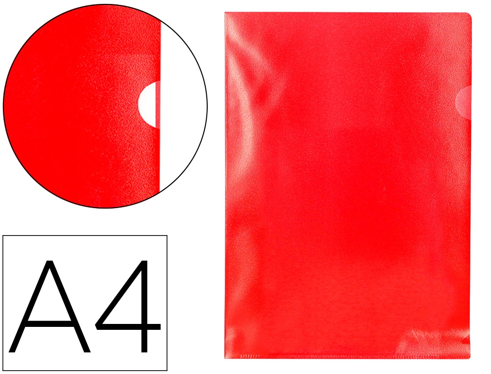 [63391] Carpeta dossier uñero plastico q-connect din a4 120 micras roja caja de 100 unidades