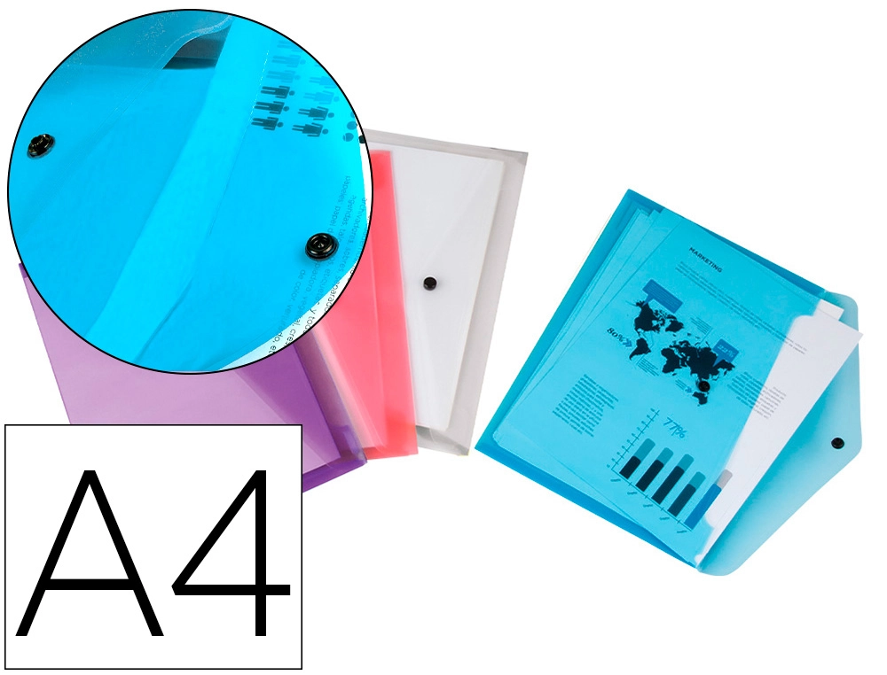 [53832] Carpeta liderpapel dossier broche polipropileno din a4 pack de 4 colores surtidos
