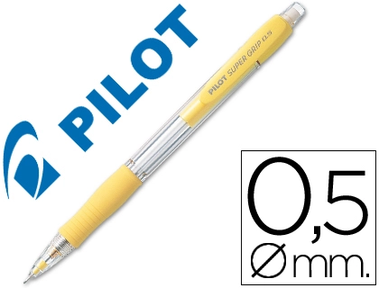 [38064] Portaminas pilot super grip amarillo 0,5 mm sujecion de caucho