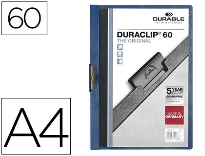 [35055] Carpeta duraclip dossier pinza lateral azul oscuro capacidad 60 hojas
