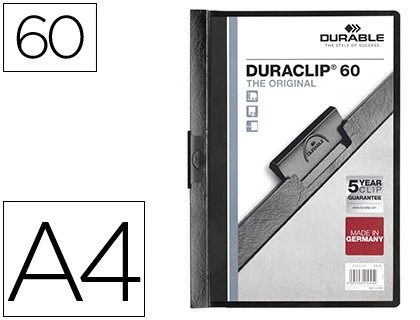 [35049] Carpeta duraclip dossier pinza lateral negro capacidad 60 hojas