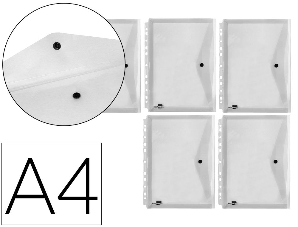 [33841] Carpeta liderpapel dossier broche 36664 polipropileno din a4 pack de 5 incolora transparente multitaladro