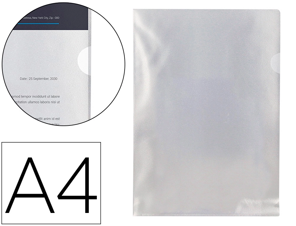 [32710] Carpeta dossier uñero plastico q-connect din a4 120 micras transparente -bolsa de 10 unidades
