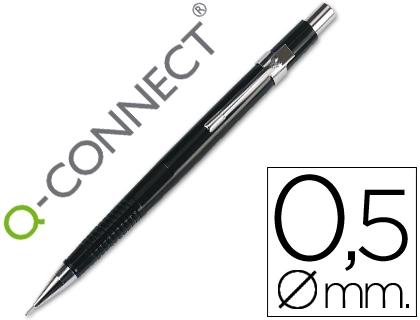 [29657] Portaminas q-connect 0,5 mm con tres minas cuerpo negro clip metalico