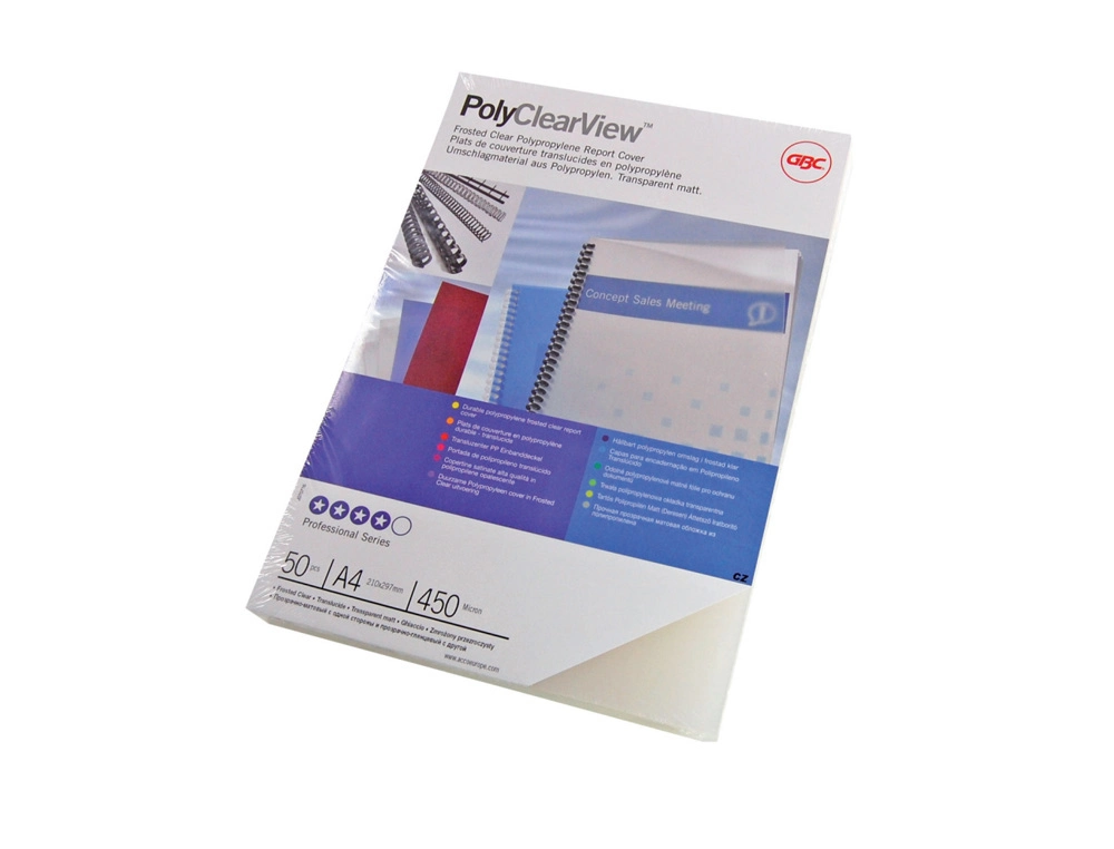 [241211] Tapa de encuadernacion gbc din a4 polipropileno polycovers translucida 350 mc brillo/mate caja de 100