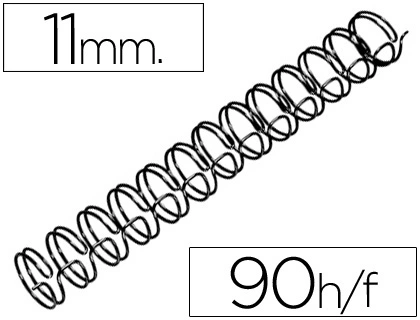 [43817] Espiral wire 3:1 11 mm n.7 negro capacidad 90 hojas caja de 100 unidades