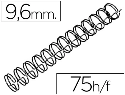 [43816] Espiral wire 3:1 9,6 mm n.6 negro capacidad 75 hojas caja de 100 unidades