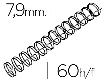 [43815] Espiral wire 3:1 7,9 mm n.5 negro capacidad 60 hojas caja de 100 unidades