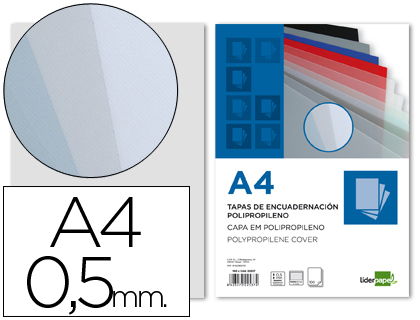 [64041] Tapa encuadernacion liderpapel polipropileno a4 0.5mm ahumada paquete de 100 unidades