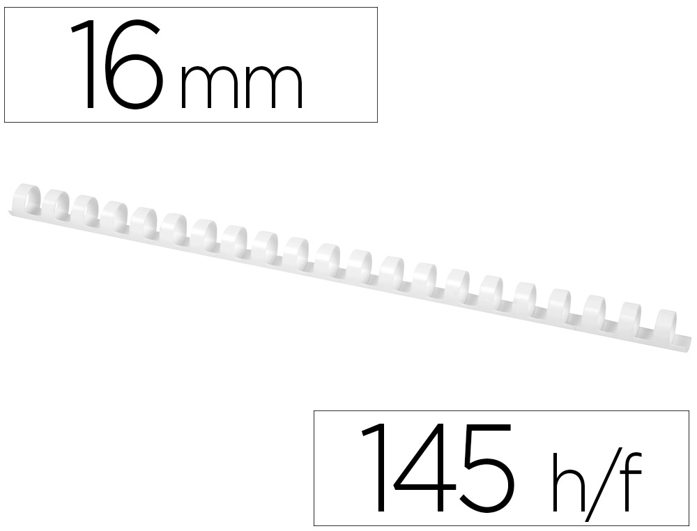 [63440] Canutillo q-connect redondo 16 mm plastico blanco capacidad 145 hojas caja de 50 unidades