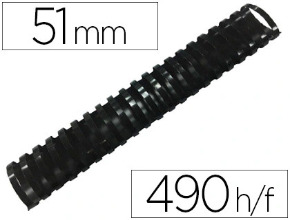 [63435] Canutillo q-connect ovalado 51 mm plastico negro capacidad 490 hojas caja de 10 unidades