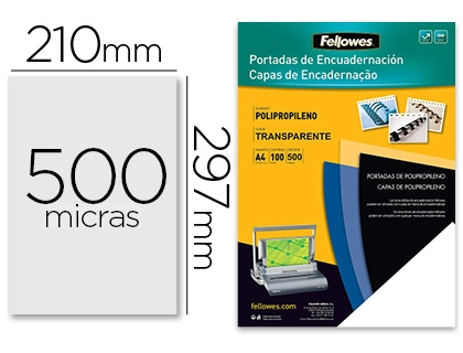 [155177] Tapa de encuadernacion fellowes din a4 polipropileno transparente 450 micras pack de 100 unidades