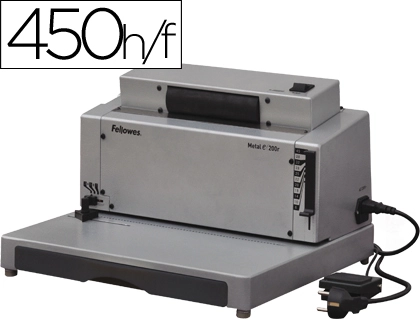 [52743] Encuadernadora electrica para espiral fellowes e-200r perfora 20 h encuaderna hasta 450 h paso 5:1
