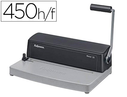 [150191] Encuadernadora para espiral fellowes metal 25 perfora 10 hojas tamaño a4 encuaderna hasta 450 hojas paso 5:1