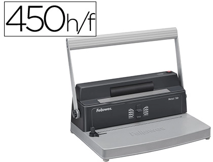 [50035] Encuadernadora para espiral fellowes metal 50r perfora 12 hojas formato a4 paso 5:1 encuaderna 450 hojas 80 gr