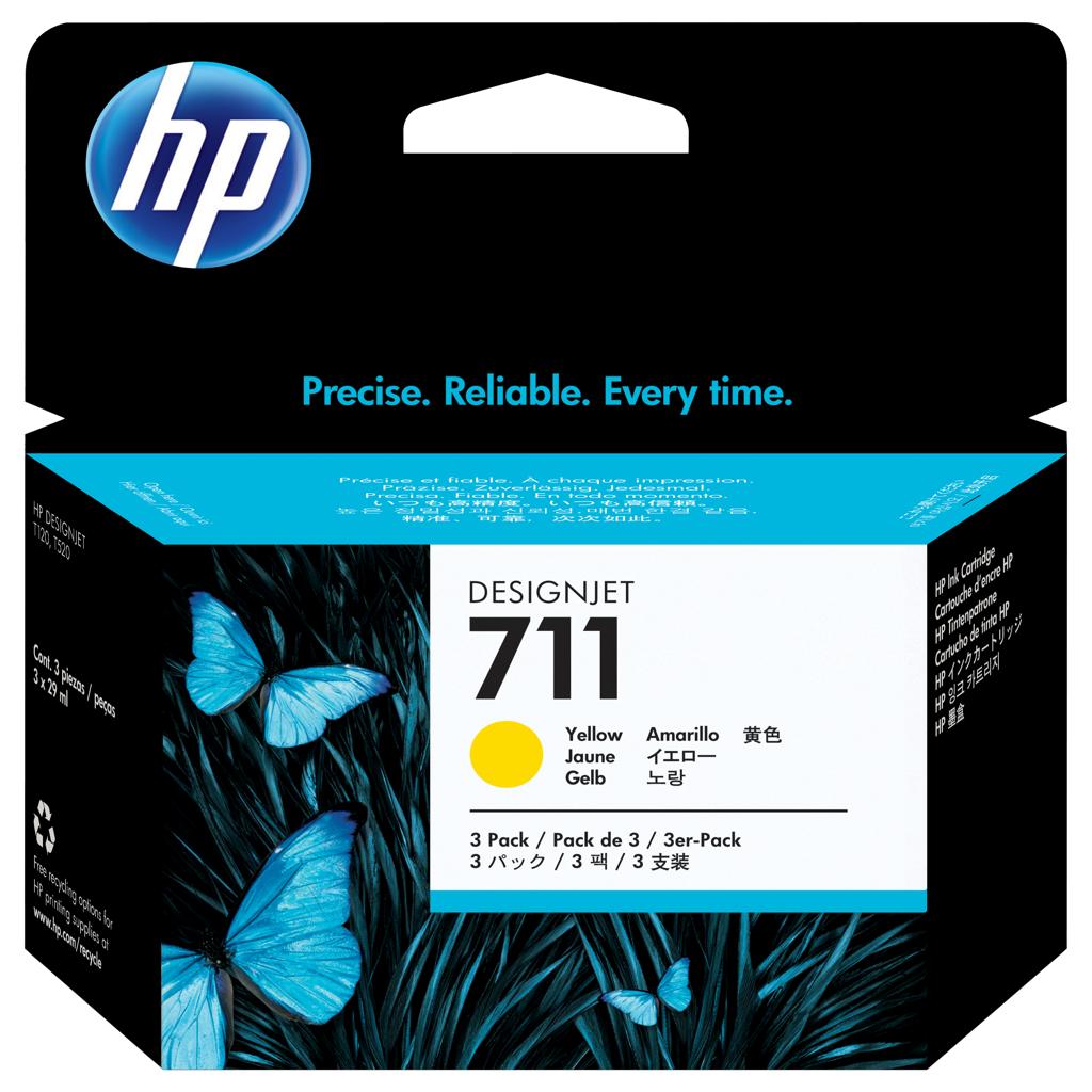 HP DesignJet T120/T520 Cartucho Amarillo Nº711 (Pack 3)