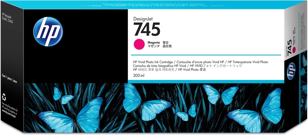 [32552] [F9K01A] HP DesignJet 745 Cartucho Magenta 300ml
