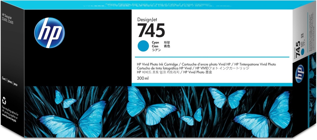 [32554] [F9K03A] HP DesignJet 745 Cartucho Cyan 300ml