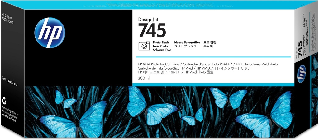 [32555] [F9K04A] HP DesignJet 745 Cartucho Negro Foto 300ml