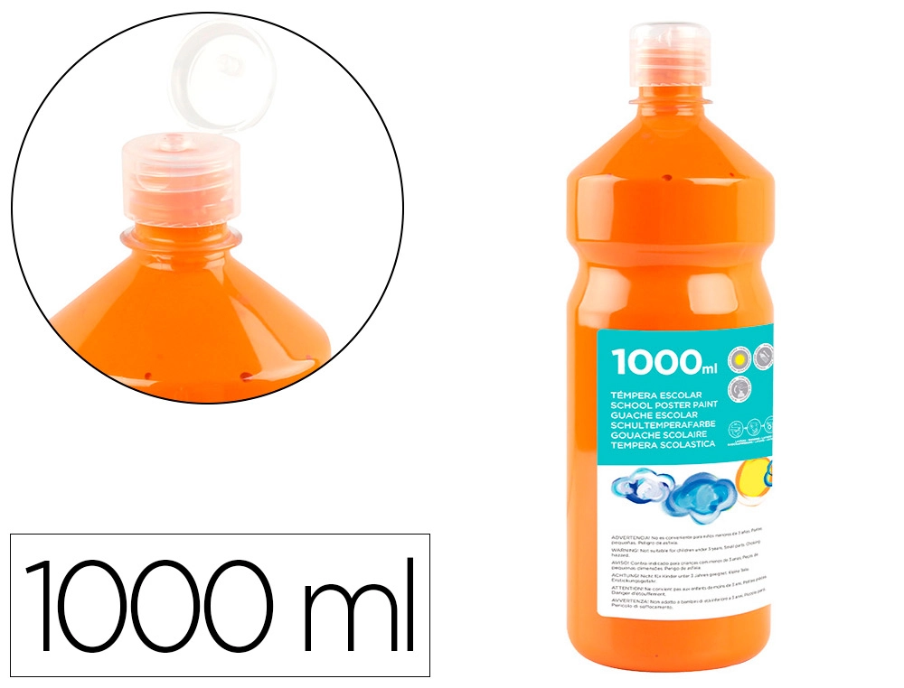 [59216] Tempera liquida liderpapel escolar 1000 ml naranja