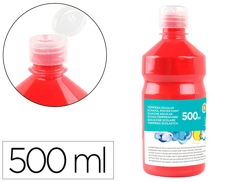 [59197] Tempera liquida liderpapel escolar 500 ml rojo