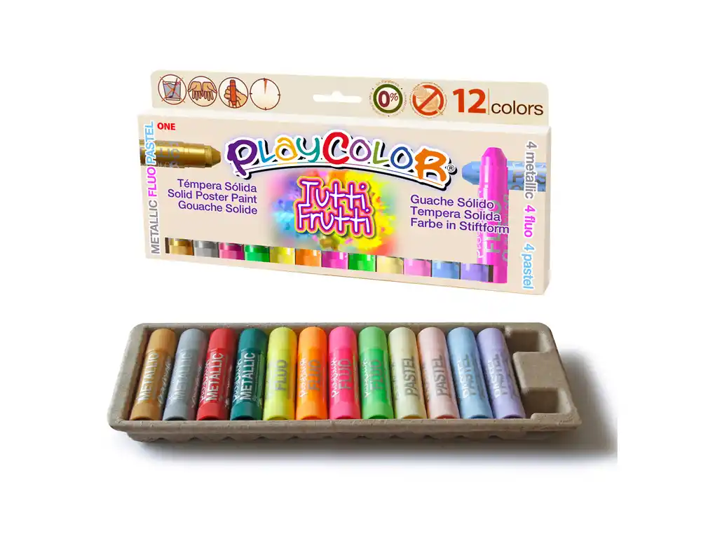 [173375] Tempera solida playcolor tutti frutti one caja de 12 unidades colores surtidos