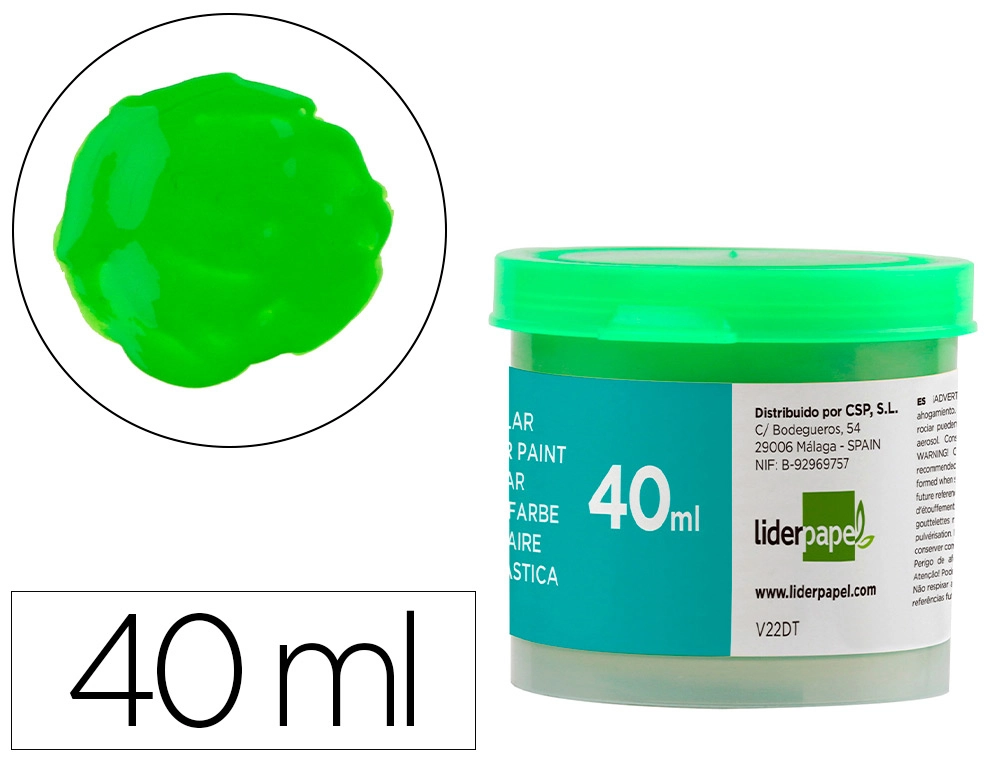 [62939] Tempera liderpapel escolar 40 ml verde claro