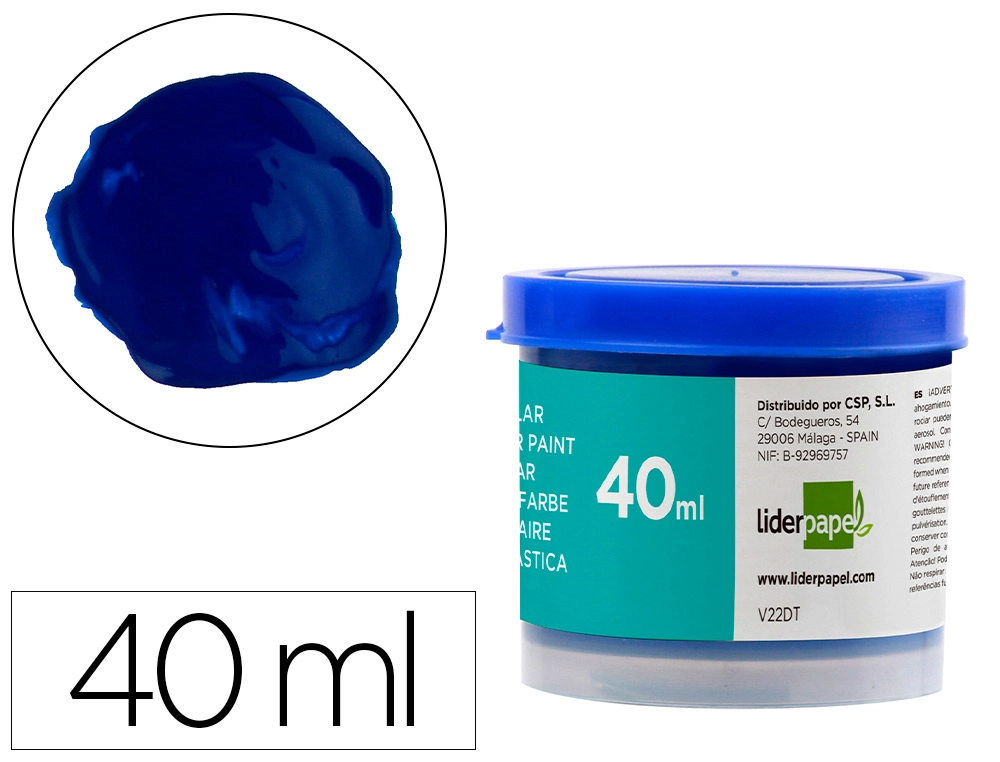 [62930] Tempera escolar liderpapel 40 ml azul ultramar